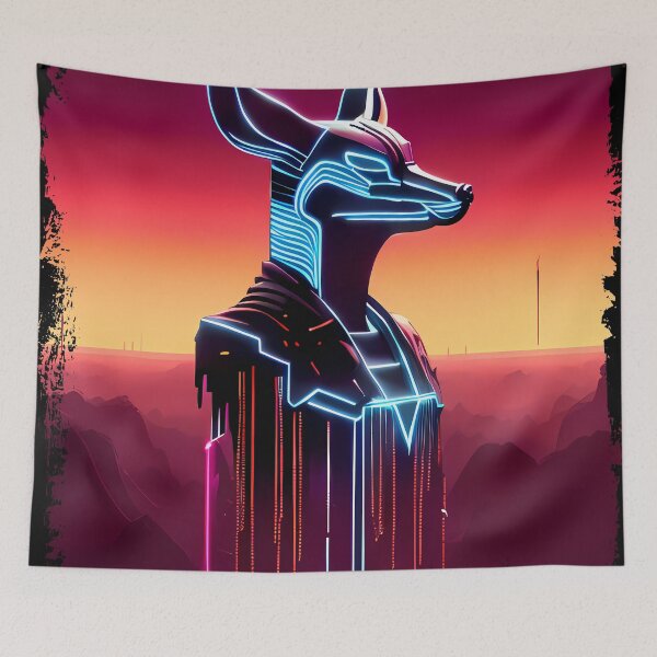 Item preview, "Anubis Resurrected: A Cyberpunk Twist on the Egyptian God" designed and sold by Mytho Merch.