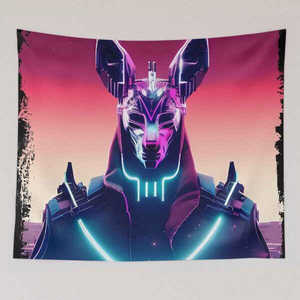 Item preview, "Anubis Resurrected: A Cyberpunk Twist on the Egyptian God" designed and sold by Mytho Merch.