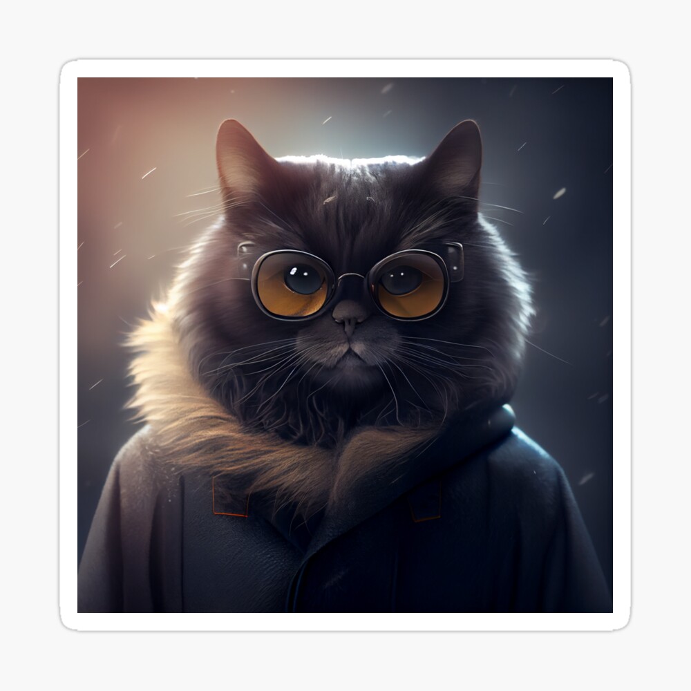 cute cat wearing coat Meditating Sticker for Sale by Plessmo