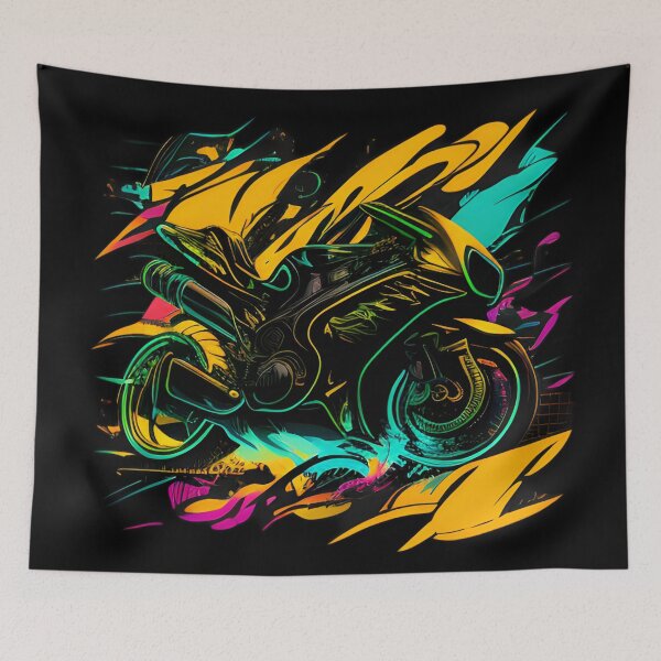 Item preview, Cyberpunk Neon Colorful Futuristic Superbike designed and sold by beluxe.