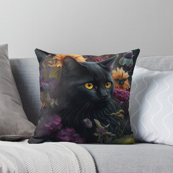 Item preview, gato negro en flor designed and sold by Isilver-me.