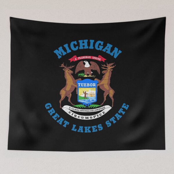 Item preview, MICHIGAN GREAT LAKES STATE FLAG V2 designed and sold by Madjack Tees Kiwi SuperStore.