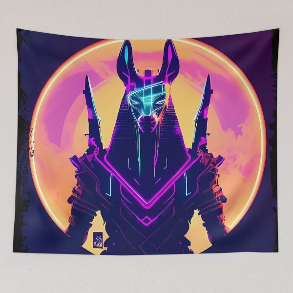 Item preview, "Anubis Resurrected: A Cyberpunk Twist on the Egyptian God" designed and sold by Mytho Merch.