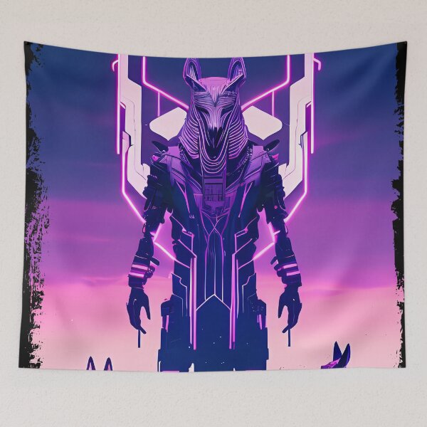 Item preview, "Anubis Resurrected: A Cyberpunk Twist on the Egyptian God" designed and sold by Mytho Merch.