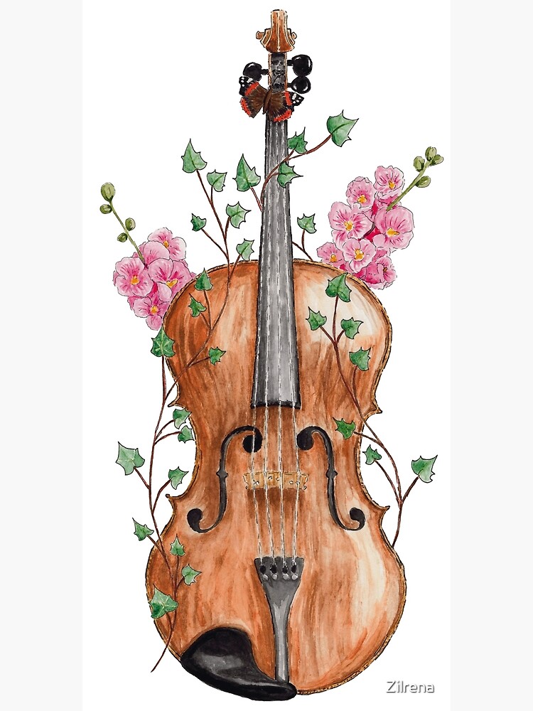 Violin with flowers