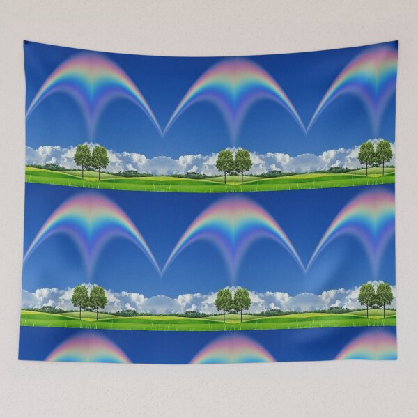 Item preview, Beautiful Rainbows over the clear blue skies with white clouds over lush green mountains are absolutely breathe taking  designed and sold by Tiannalaw.