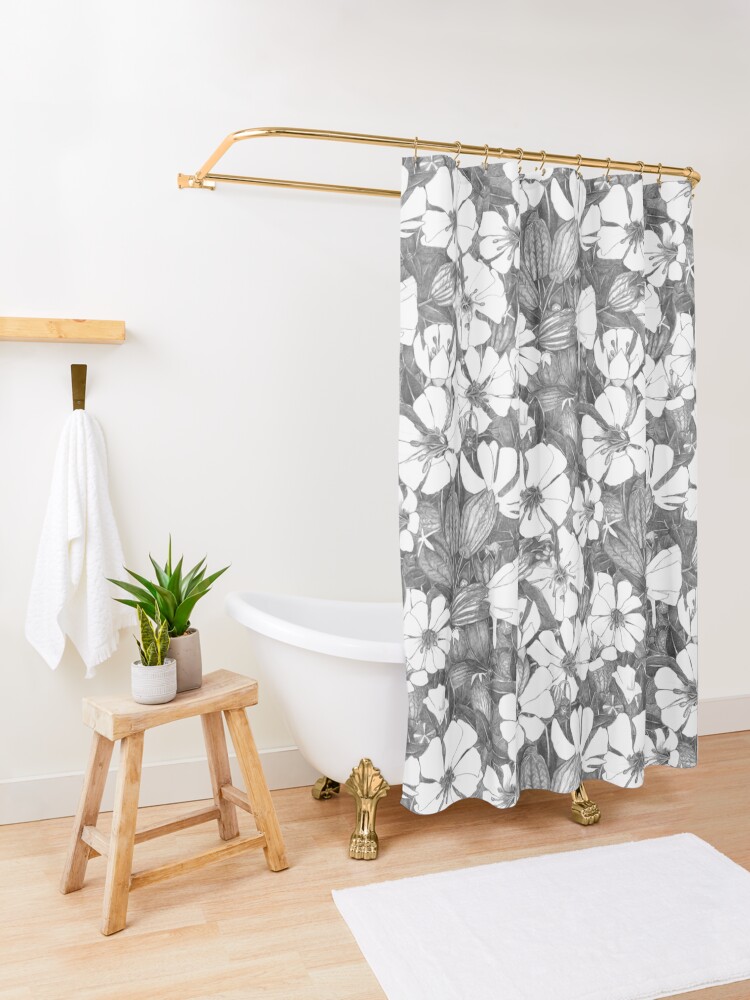 Thumbnail 3 of 5, Shower Curtain, sea campion designed and sold by scrummy.