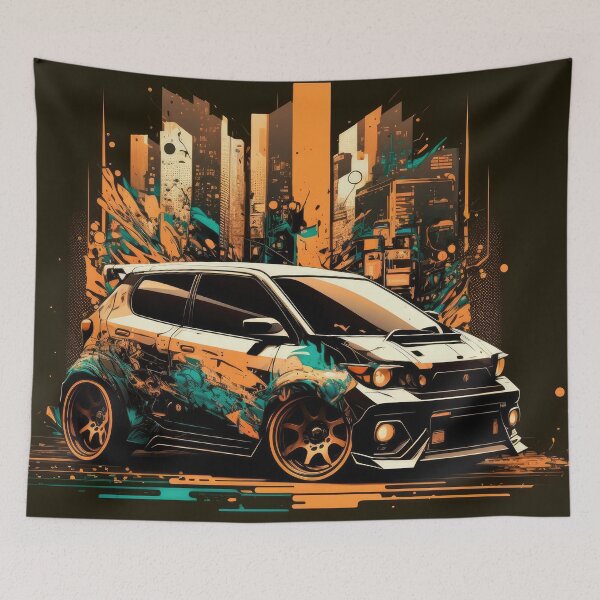 Item preview, Cool Small Hatchback Car Zip Through The Streets Art Style designed and sold by ultra-cool.