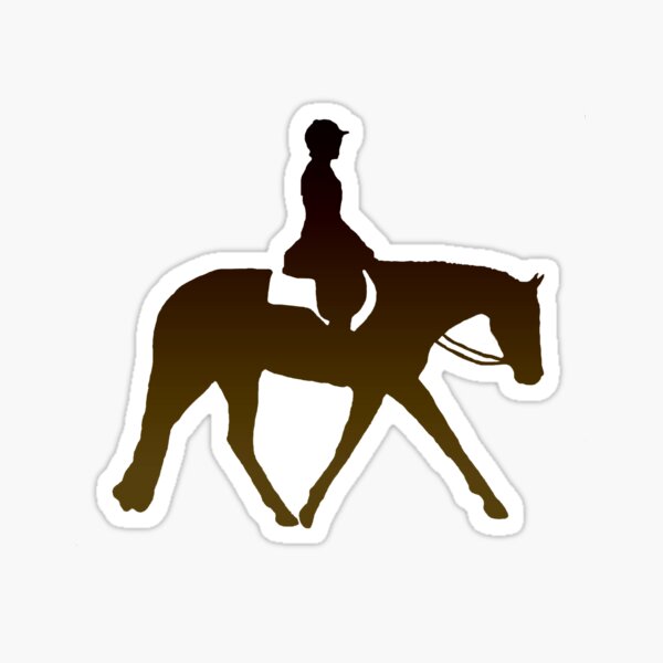 Ombre Brown Hunter Horse And Rider Sticker