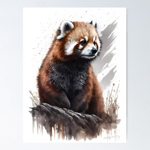 Item preview, Red Panda Watercolour 1 designed and sold by MalformedVision.