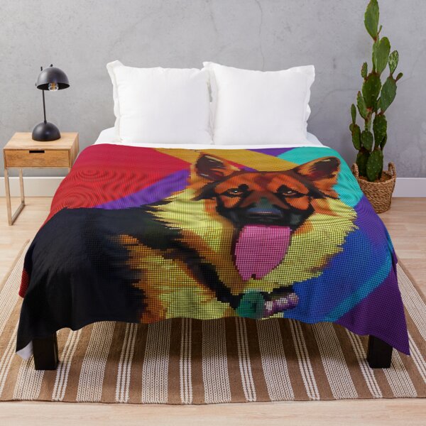 Artikelvorschau, Colorful Abstract German Shepherd 8-bit Pixel Art entworfen und verkauft von PixelDripped.