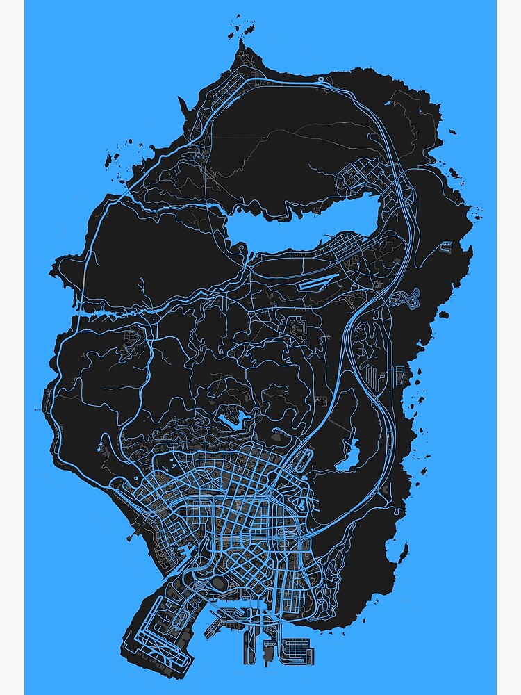 GTA 5 Grand Theft Auto V Los Santos & Blaine Map Poster Art Print A1 A2 A3  A4 A5