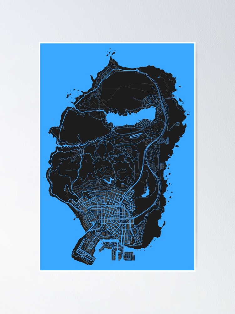 Los Santos Satellite Map&Tourist Map 80cm*80cm HD Print Poster For GTA V  Poster