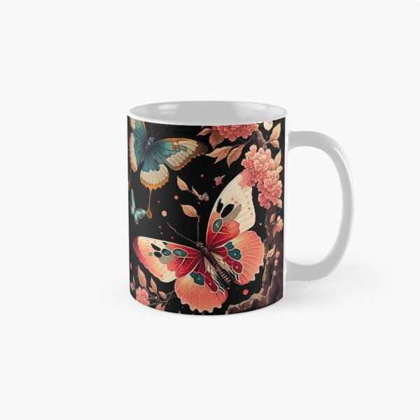 Item preview, Monarch Butterfly Pattren, Pink Flower Pattren, Cherry Blossom, Boho Butterfly Art Design Gift for Her designed and sold by barretp27.