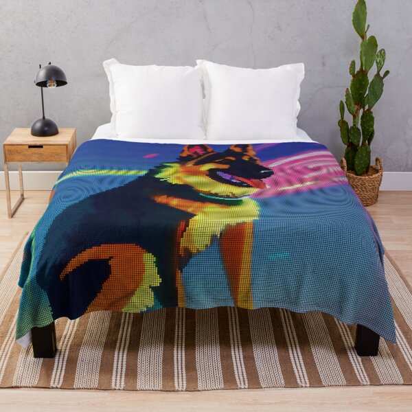 Artikelvorschau, Colorful Abstract German Shepherd 8-bit Pixel Art entworfen und verkauft von PixelDripped.