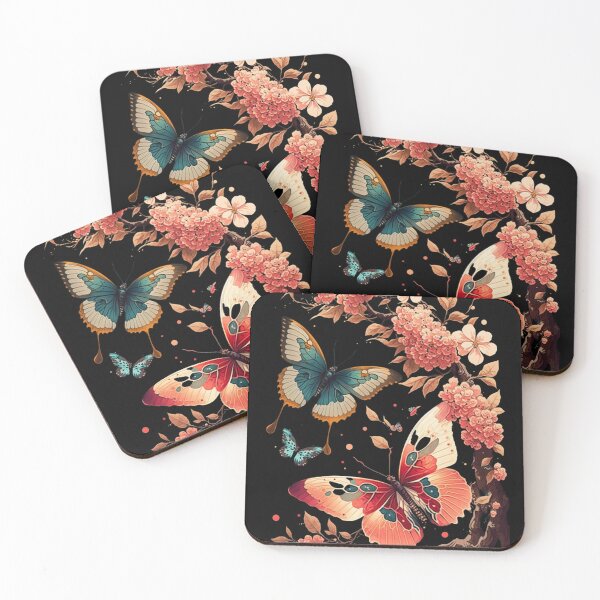 Item preview, Monarch Butterfly Pattren, Pink Flower Pattren, Cherry Blossom, Boho Butterfly Art Design Gift for Her designed and sold by barretp27.
