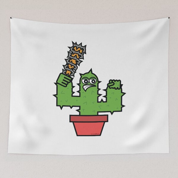 Item preview, Angry Prick Cactus Plant Illustration With Barbed Wire Bat Savage Beast Mode Winner Art BDE designed and sold by doseofwin.