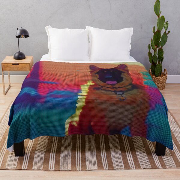 Artikelvorschau, Colorful Abstract German Shepherd 8-bit Pixel Art entworfen und verkauft von PixelDripped.