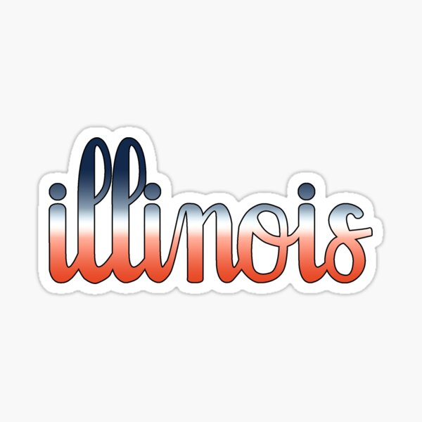 Illinois - Navy/White/Orange Gradient Sticker