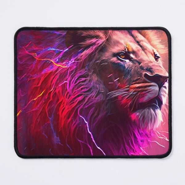 Item preview, "Glowing Sovereign: The Neon Lion Ruling the Forest" designed and sold by ArtiseGraphics.
