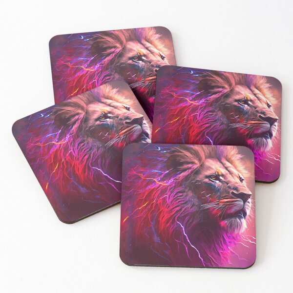Item preview, "Glowing Sovereign: The Neon Lion Ruling the Forest" designed and sold by ArtiseGraphics.
