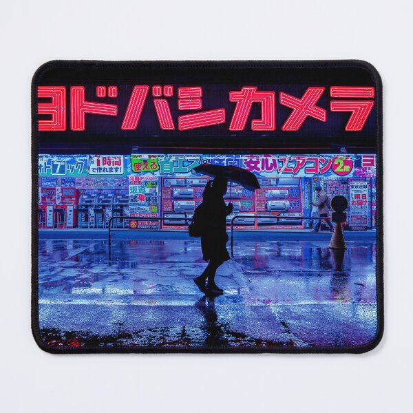 Item preview, Japanese Walking home in the rain from the grind. Red and blue reflections. designed and sold by TokyoLuv.