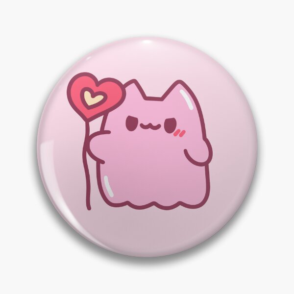 Item preview, A Cute Pink Kitty Cat Ghost Holding Heart Balloon designed and sold by MiuuStudio.