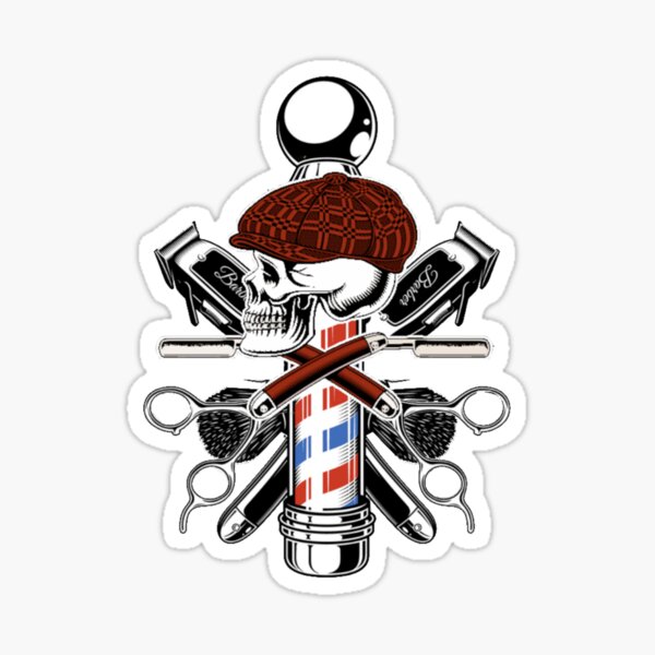 Barber Skull Stickers for Sale