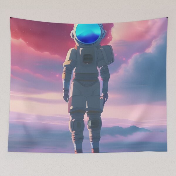 Item preview, Stellar Summit: Anime Astronaut's Discovery on a New Planet  designed and sold by Gemini Maison Print.