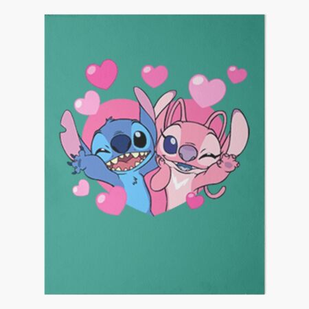 Stitch And Lilo Stitch Angel Love Art Board Print for Sale by olmera