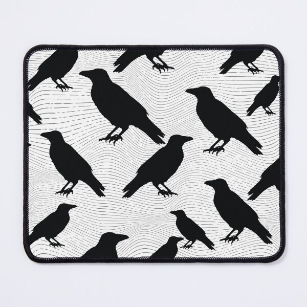 Item preview, Abstract Bird Pattern Crow Lines Black on White Background designed and sold by MadfishDesigns.