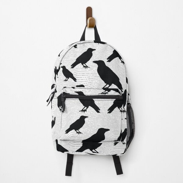 Item preview, Abstract Bird Pattern Crow Lines Black on White Background designed and sold by MadfishDesigns.