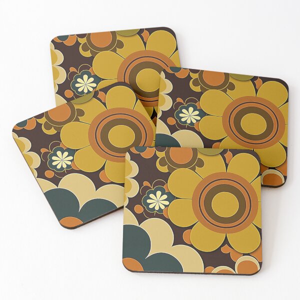 Item preview, Retro Sixties Mod Flowers (yellow, brown, orange) designed and sold by RESToRAPTOR.