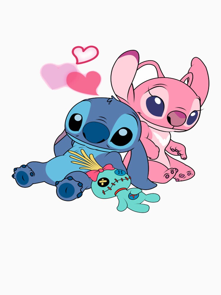 Cute Stitch & Angel - Lilo And Stitch - Hoodie