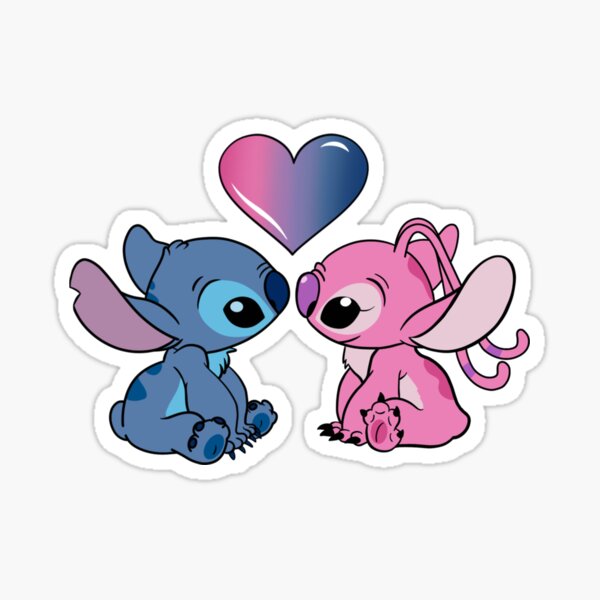 Stitch with Angel Love Sticker - Sticker Mania
