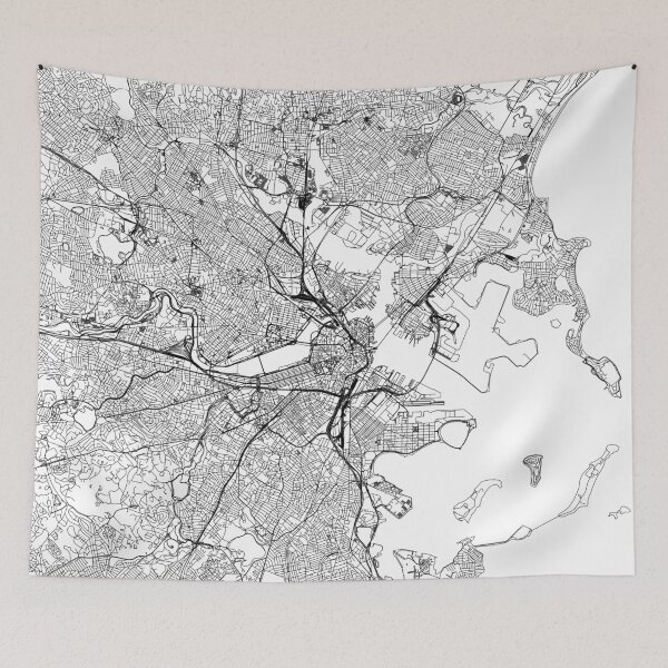 Item preview, Boston White Map designed and sold by multiplicitymap.
