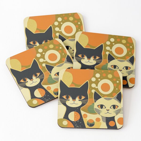 Item preview, Retro Sixties Mod Kittens (yellow, brown, orange) designed and sold by RESToRAPTOR.