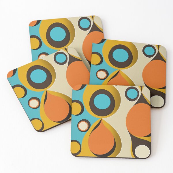 Item preview, Retro Sixties Mod Flowers (blue, brown, orange) designed and sold by RESToRAPTOR.