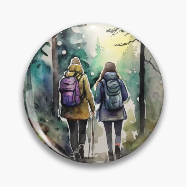 Item preview, watercolor of women hiking down a trail designed and sold by Deedy  Studio.