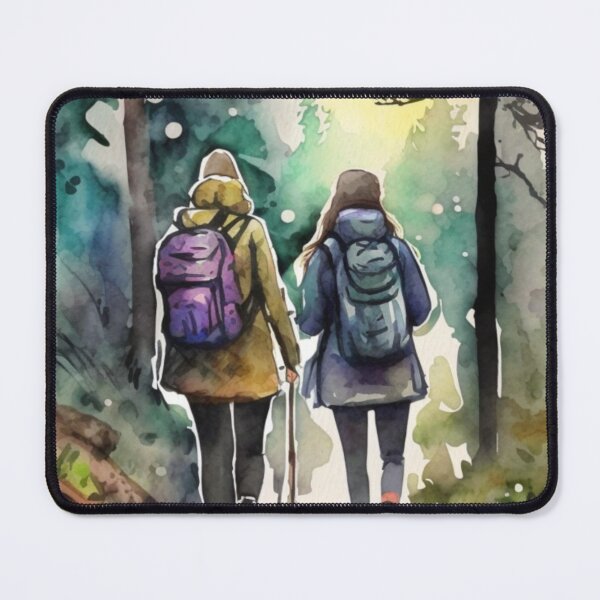Item preview, watercolor of women hiking down a trail designed and sold by Deedy  Studio.