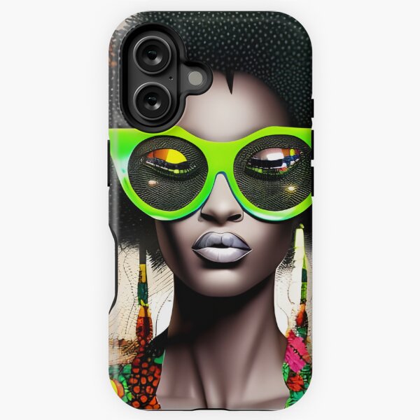Aperçu de l'œuvre Afro Pop Art de femme noire avec des lunettes de soleil vertes créée et vendue par NoirCultureC-2.