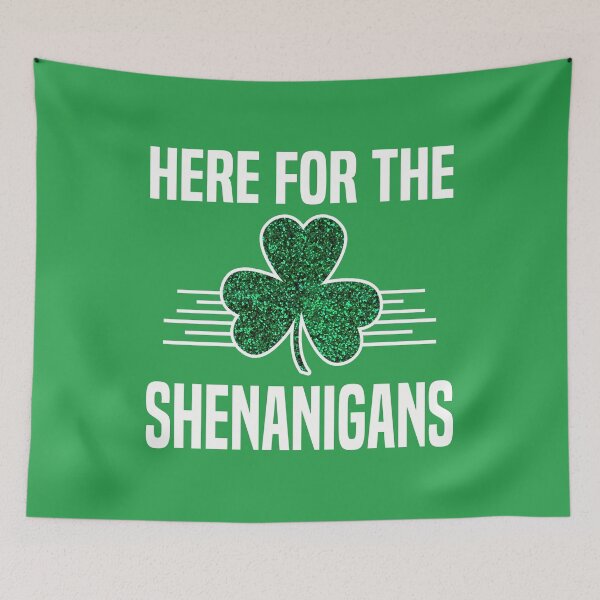 Item preview, Here For The Shenanigans St Patricks Day Lucky Irish Glitter Shamrock Clover designed and sold by HalloweenGift.