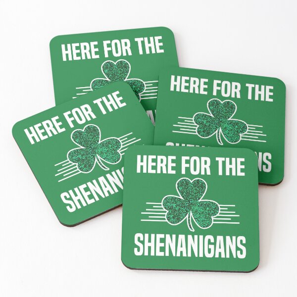 Item preview, Here For The Shenanigans St Patricks Day Lucky Irish Glitter Shamrock Clover designed and sold by HalloweenGift.