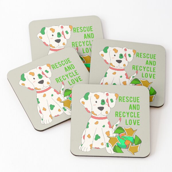 Item preview, Rescue and recycle love motivational puppy dalmatian, earth recycle and be earth friendly  positive design designed and sold by tranquilbeach.
