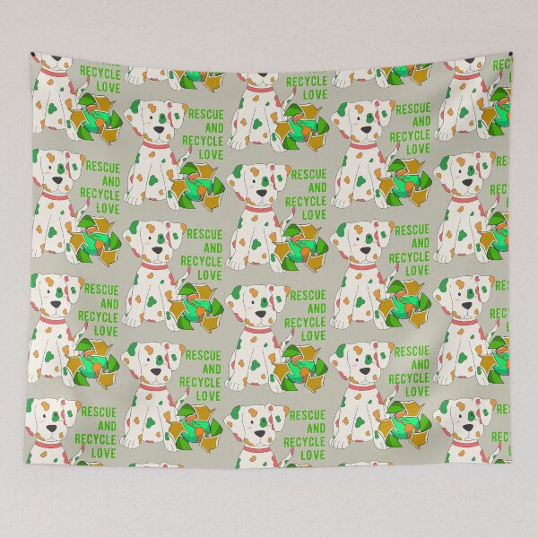 Item preview, Rescue and recycle love motivational puppy dalmatian, earth recycle and be earth friendly  positive design designed and sold by tranquilbeach.