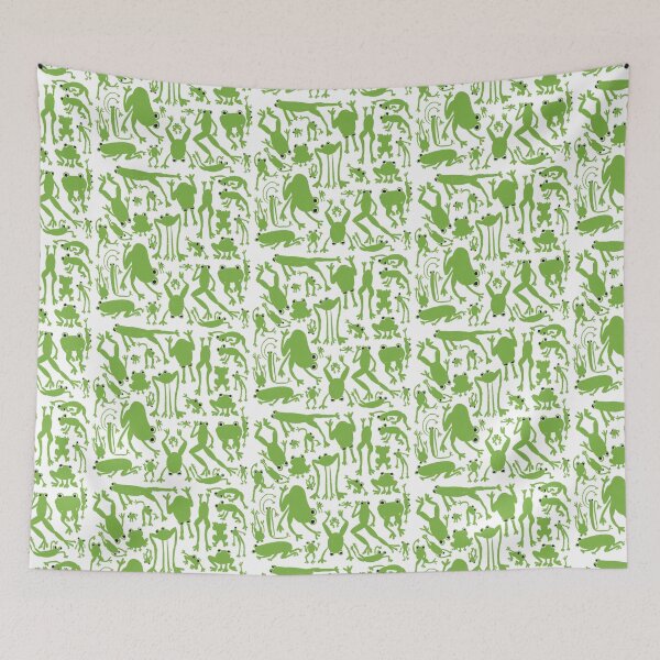 Item preview, Cute Funky Silly Little Green Frogs Digital Art Frog Pattern Design designed and sold by Bombidi.