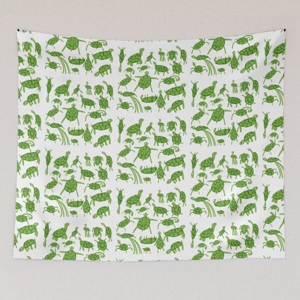 Item preview, Cute Funky Silly Little Green Turtle Digital Art Turtle Pattern Design designed and sold by Bombidi.