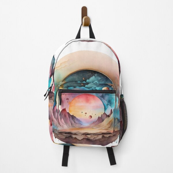 Item preview, Space Mountains And Sky Fantasy Watercolor Dreamscape Circle Design designed and sold by entwithanaxe.