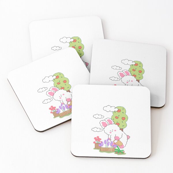 Item preview, Cartoon White Rabbit and sky flower home vector Design designed and sold by UnloveToy10.