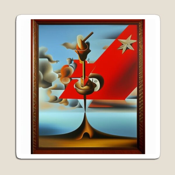 Soviet Red Army Hammer and Sickle ☭ surrealism Salvador Dali matte background melting oil on canvas Magnet